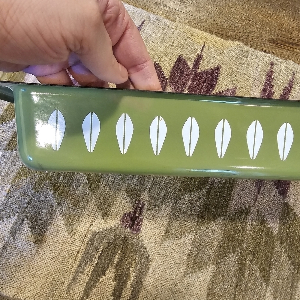 Catherineholm Enamelwear Large Baking Pan Green Lotus Leaf Mid Century - Picture 9 of 9